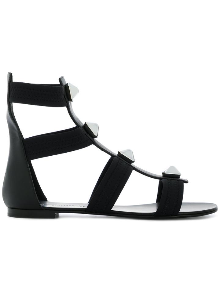 Giuseppe Zanotti Design Ankle Gladiator Studded Sandals - Black
