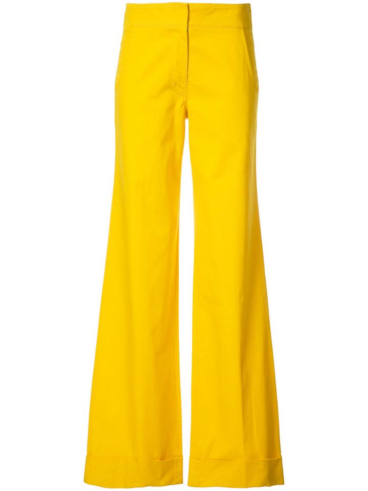 Derek Lam - Elongated Flared Trousers - Women - Cotton/elastodiene - 42, Yellow/orange, Cotton/elastodiene