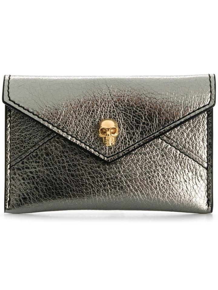 Alexander Mcqueen Skull Envelope Card Holder - Silver