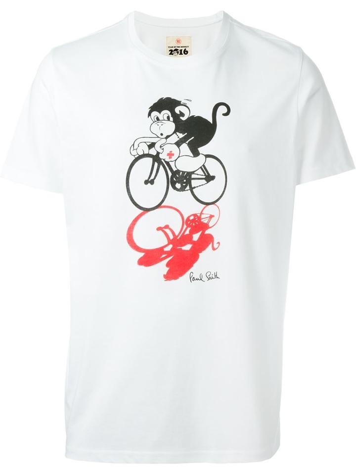 Paul Smith Jeans Monkey Print T-shirt, Men's, Size: Xl, White, Organic Cotton