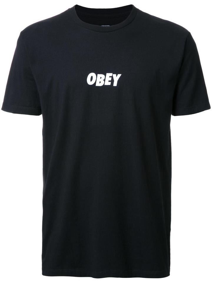Obey Logo Print T-shirt, Men's, Size: Medium, Black, Cotton