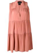 Erika Cavallini - Sleeveless Tiered Dress - Women - Silk/acetate - 44, Pink/purple, Silk/acetate