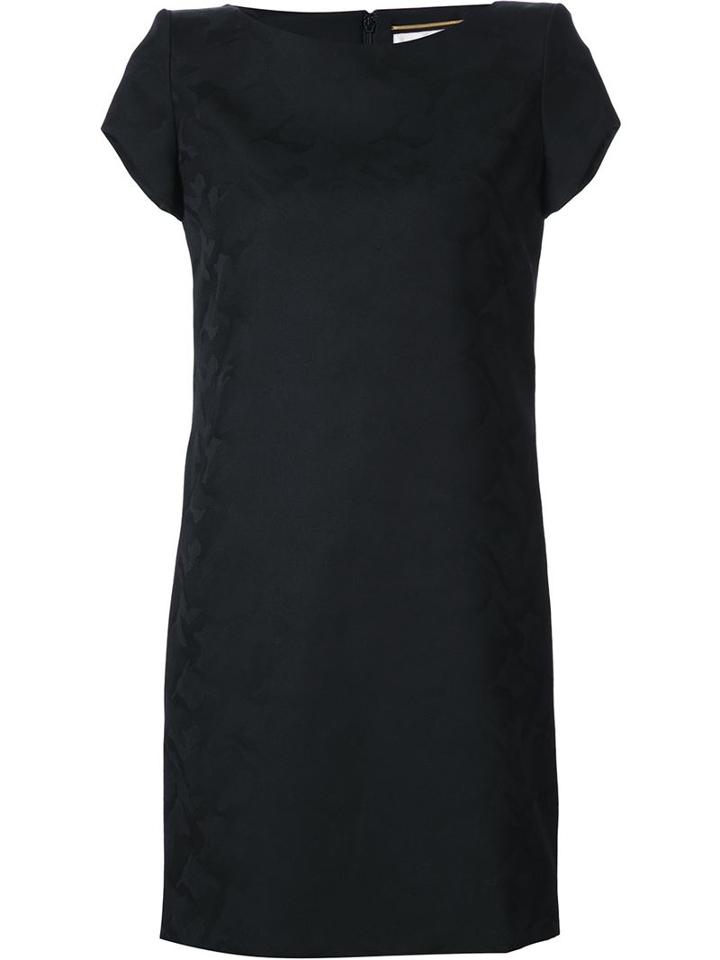 Saint Laurent Camouflage Jacquard Dress, Women's, Size: 44, Black, Silk/wool
