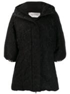 Valentino Lace Overlay Hooded Coat - Black