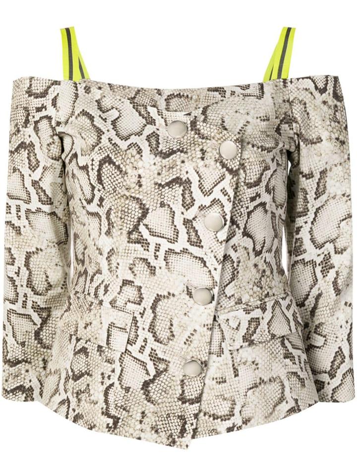 Pinko Snakeskin Cold Shoulder Jacket - Neutrals