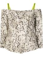 Pinko Snakeskin Cold Shoulder Jacket - Neutrals