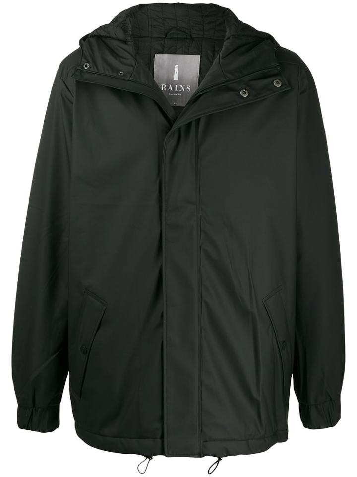 Rains Quilted Parka Coat - Black