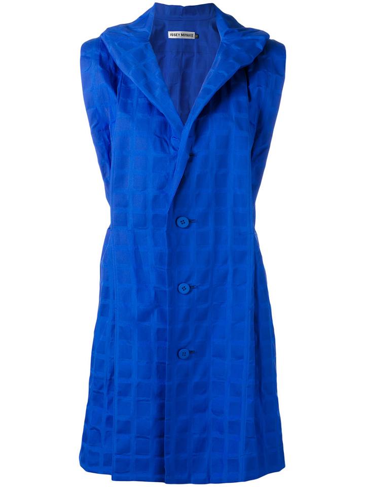 Issey Miyake - Single Breasted Gilet - Women - Cotton - 3, Blue, Cotton