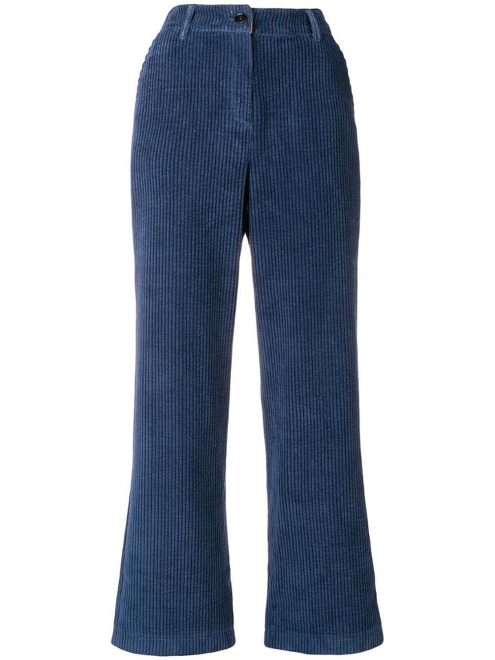 Neul High Waisted Corduroy Trousers - Blue