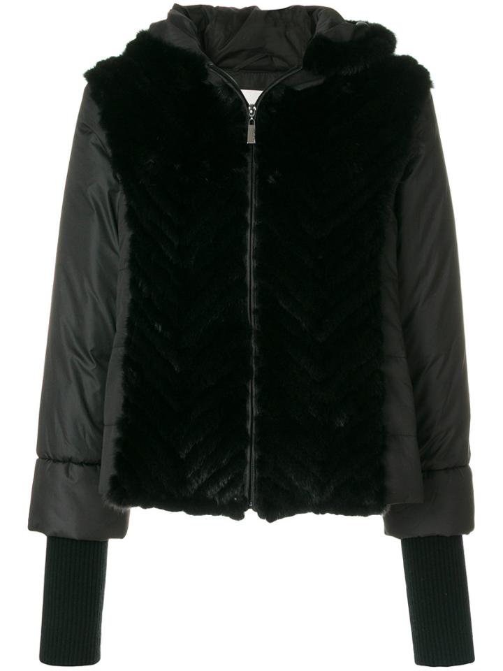 Max & Moi Padded Fur Coat - Black