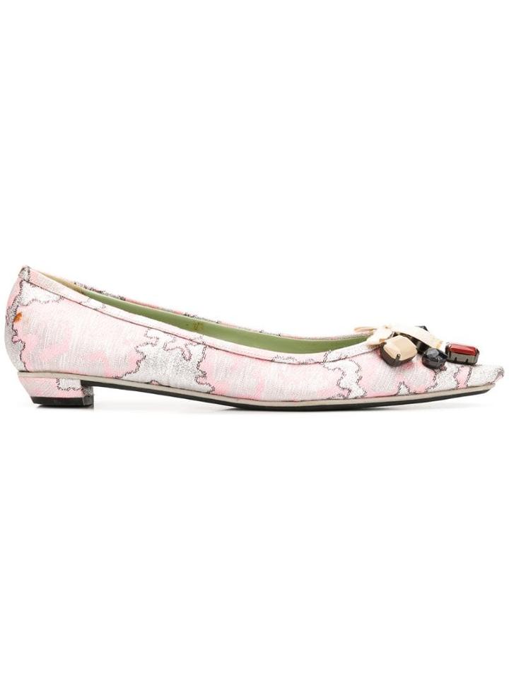 Prada Pre-owned 1990's Stone Embellished Pumps - Pink And Silver With