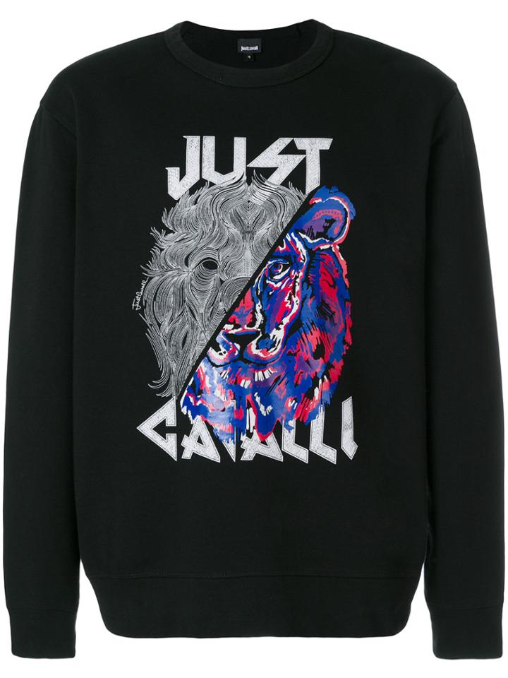 Just Cavalli Lion Logo Printed Sweatshirt - Black