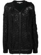 Stella Mccartney Floral Mesh Zip-front Hoodie - Black