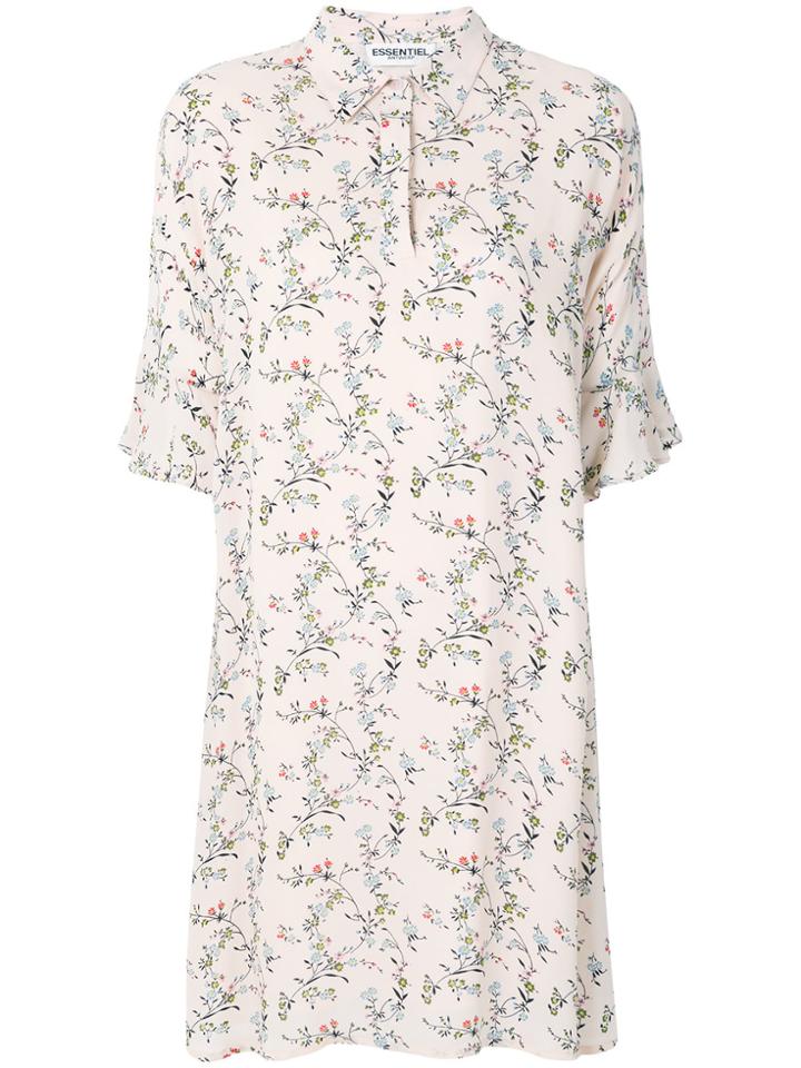 Essentiel Antwerp Short-sleeve Floral Shirt Dress - Pink & Purple