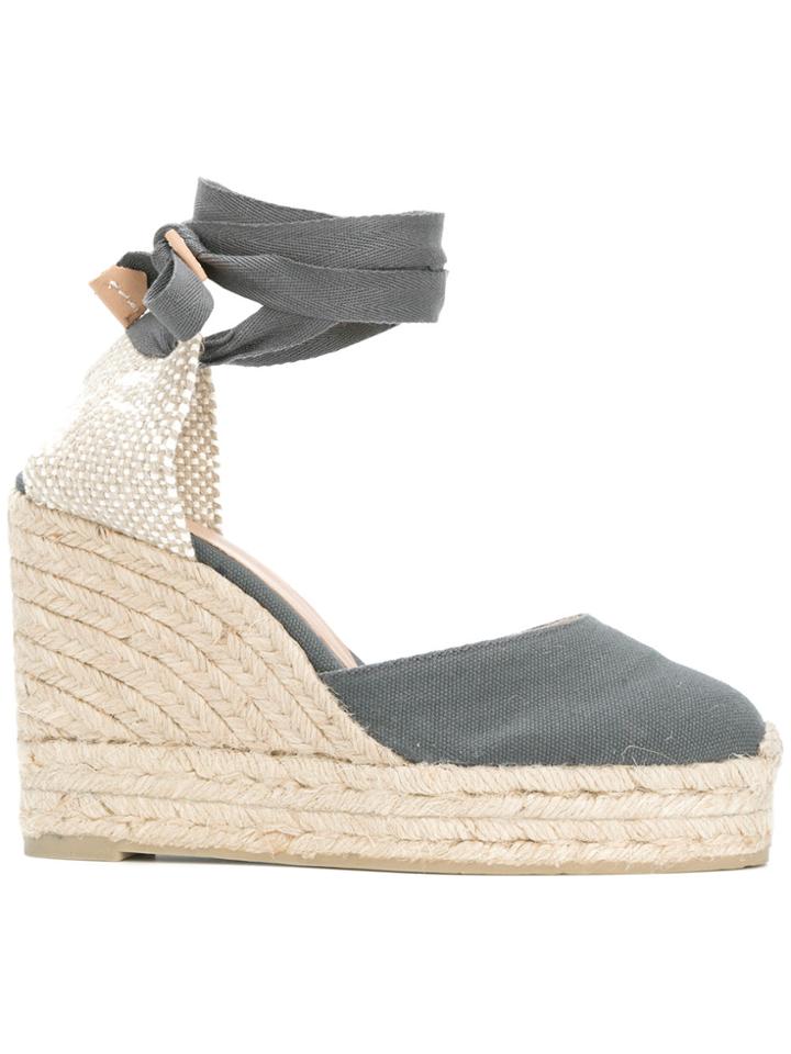 Castañer Strappy Wedge Espadrilles - Grey