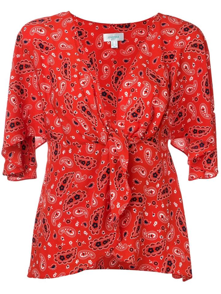 Jovonna Paisley Print Blouse - Red
