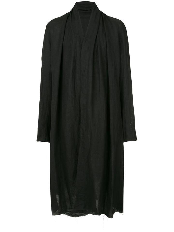 Julius Frayed-hem Oversized Coat - Black