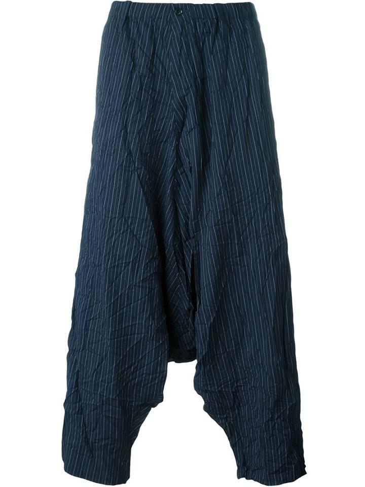 Yohji Yamamoto Striped Drop Crotch Trousers