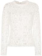 Chloé Lace Logo Cotton Blend Top - White