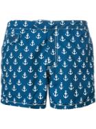 Mc2 Saint Barth - Anchor Print Swim Shorts - Men - Polyamide/polyester/spandex/elastane - Xl, Blue, Polyamide/polyester/spandex/elastane