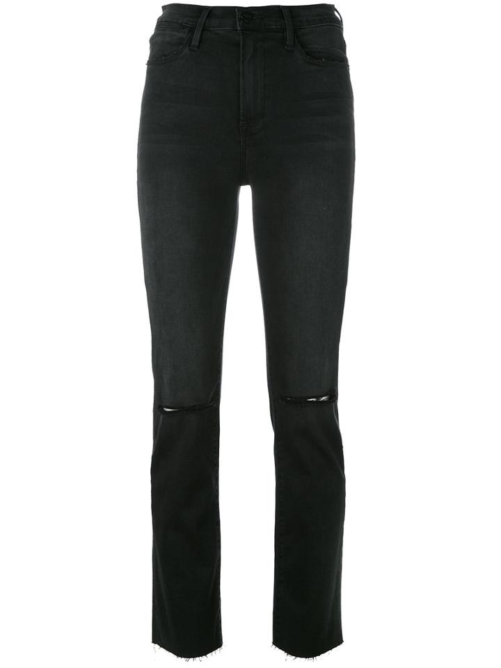 Frame Denim - Busted Knee Jeans - Women - Cotton/polyester/spandex/elastane/modal - 28, Black, Cotton/polyester/spandex/elastane/modal
