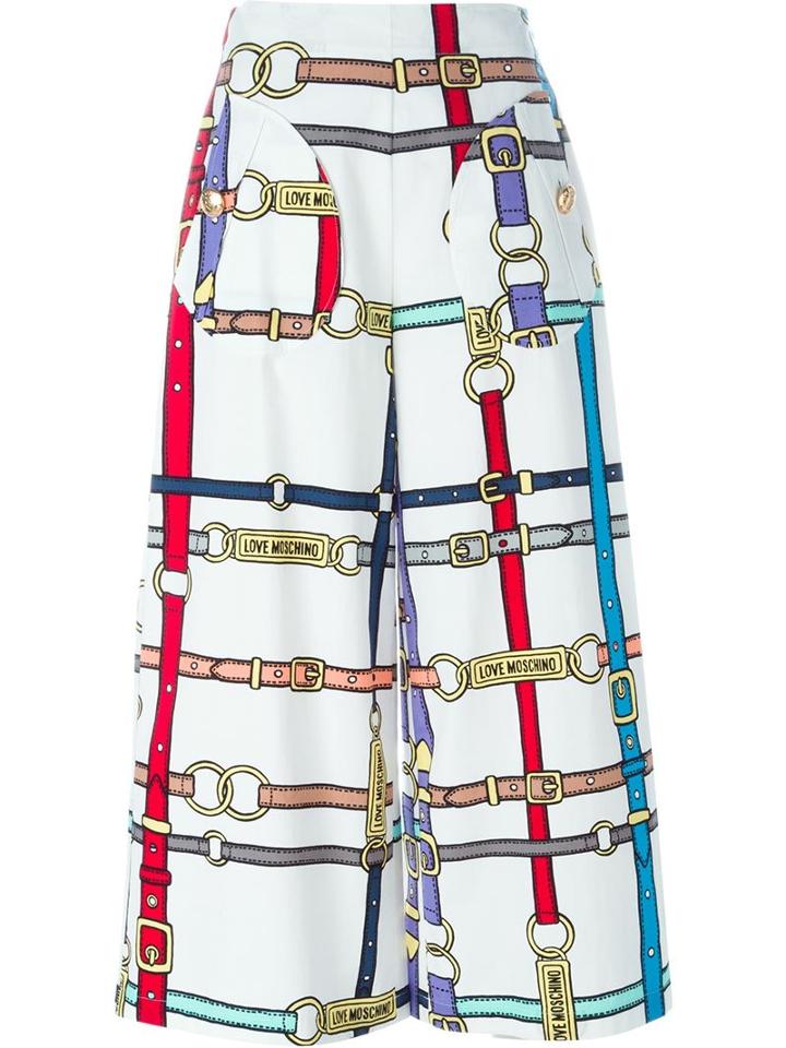 Love Moschino Buckle Print Cropped Trousers