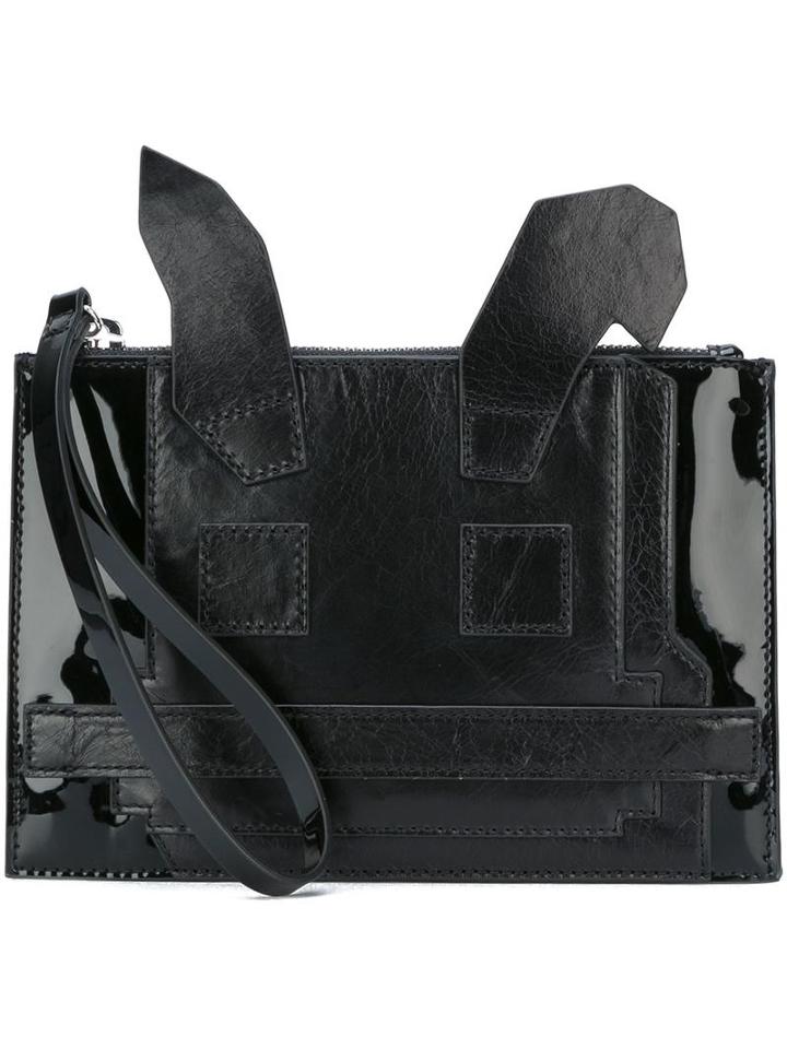 Mcq Alexander Mcqueen Electro Bunny Clutch, Women's, Black, Leather/patent Leather