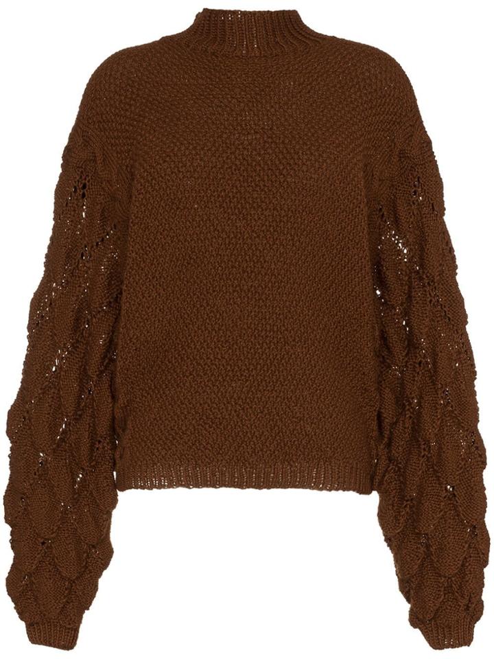 Situationist High Neck Knitted Wool Sweater - Brown