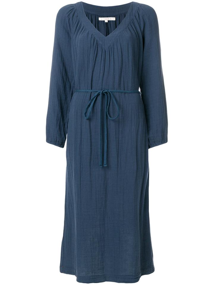 Xirena Drawstring V-neck Dress - Blue