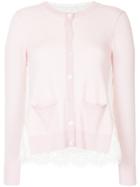 Onefifteen Lace Panel Buttoned Cardigan - Pink & Purple