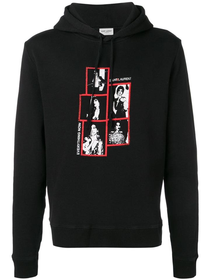 Saint Laurent Polaroid Print Hoodie - Black