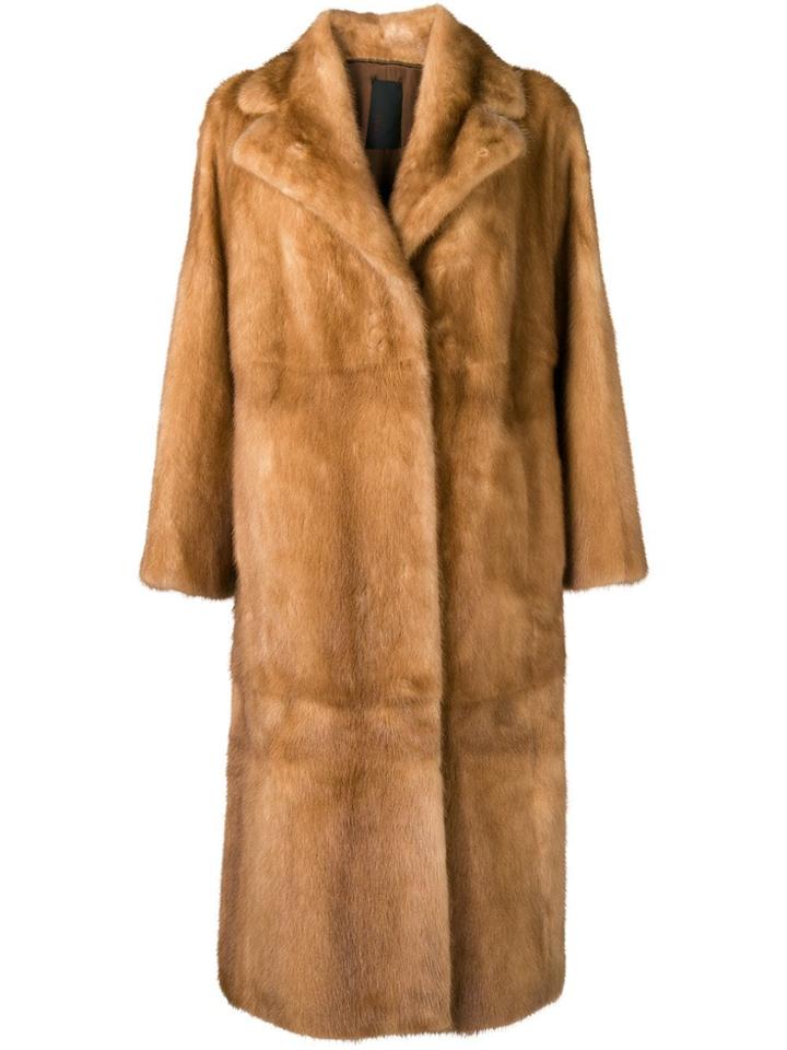 Liska Neptunia Fur Trimmed Coat - Brown