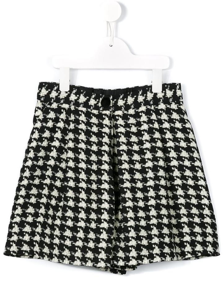 Dolce & Gabbana Kids Tweed Houndstooth Shorts, Girl's, Size: 10 Yrs, Black
