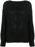 Snobby Sheep Cable-knit Fitted Sweater - Black