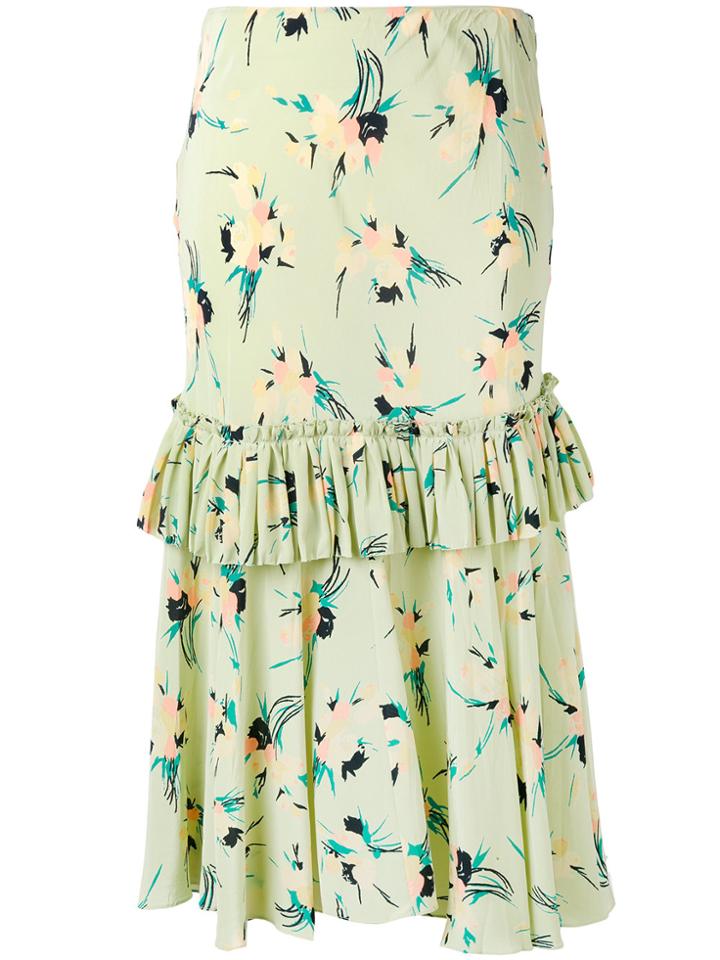 Marni Gathered Floral Skirt - Green