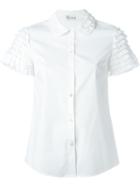 Red Valentino Shortsleeved Frill Shirt, Women's, Size: 36, White, Cotton/polyamide/spandex/elastane