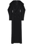 Y / Project Double Breasted Shoulder Detail Wool Blend Coat - Black