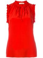 Tory Burch Lace-up Neck Tank Top, Women's, Size: 2, Red, Silk