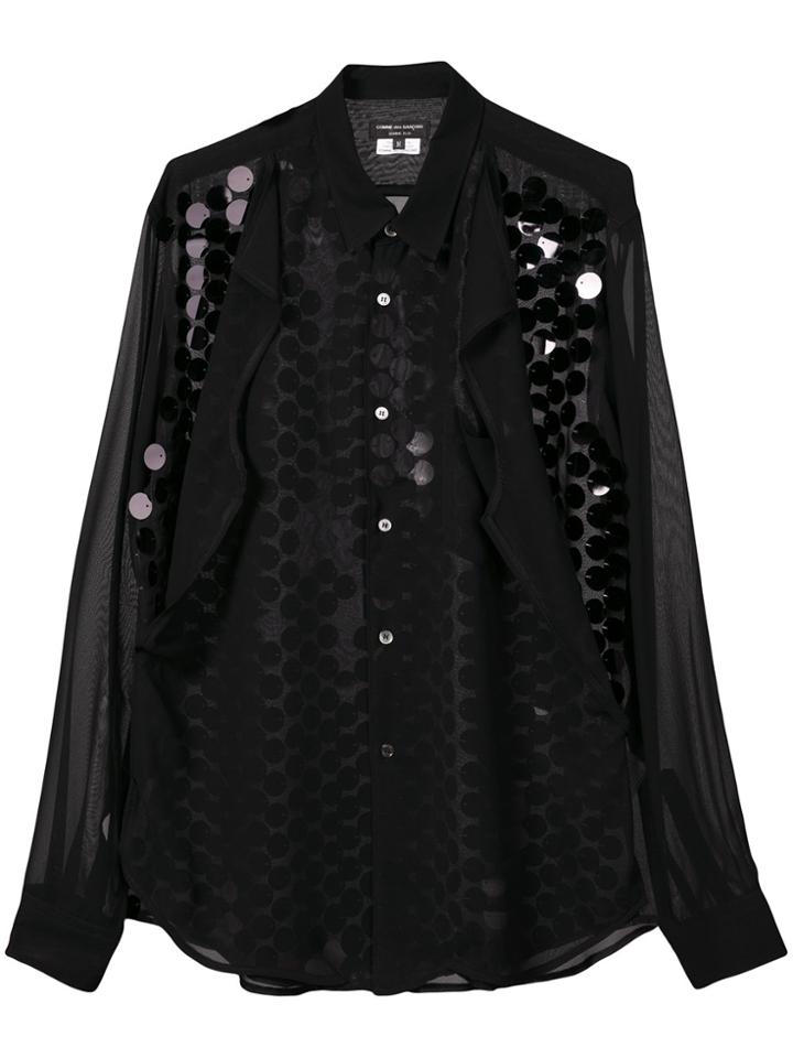 Comme Des Garçons Homme Plus Sheer Sequin Embellished Shirt - Black