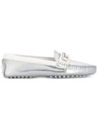 Tod S Buckle Loafers, Women's, Size: 38.5, Grey, Leather/rubber