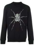 Lanvin Sequinned Spider Sweatshirt, Men's, Size: Large, Black, Cotton