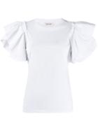 Alexander Mcqueen Ruffle Sleeve T-shirt - White