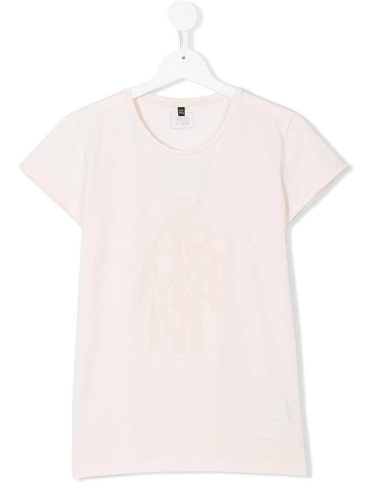 Armani Junior Printed Logo T-shirt - Pink & Purple