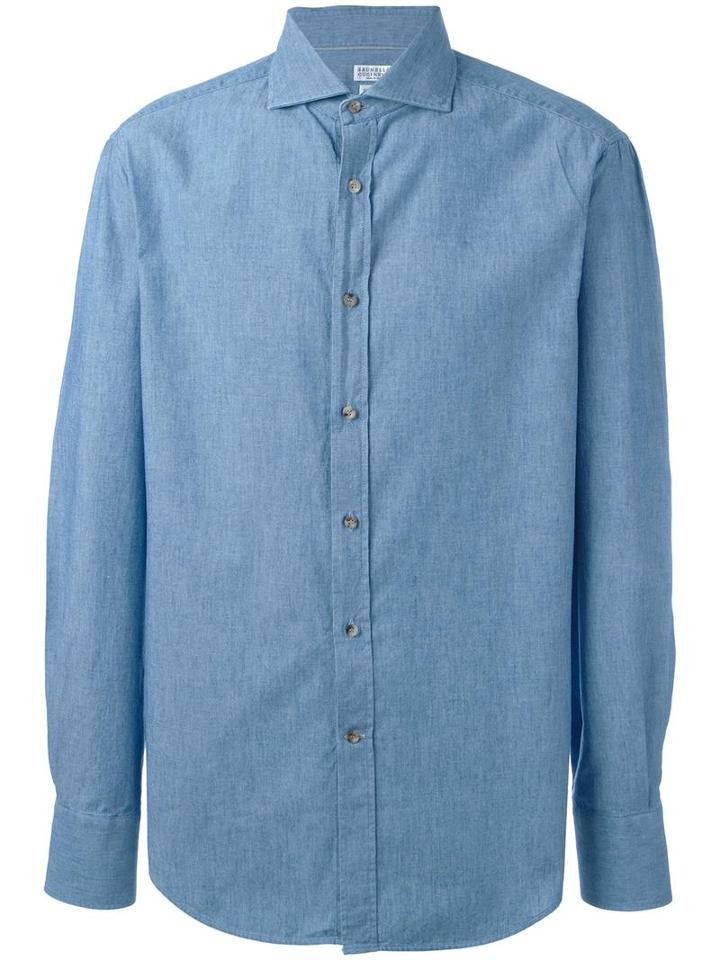 Brunello Cucinelli Classic Shirt, Men's, Size: Xxl, Blue, Cotton