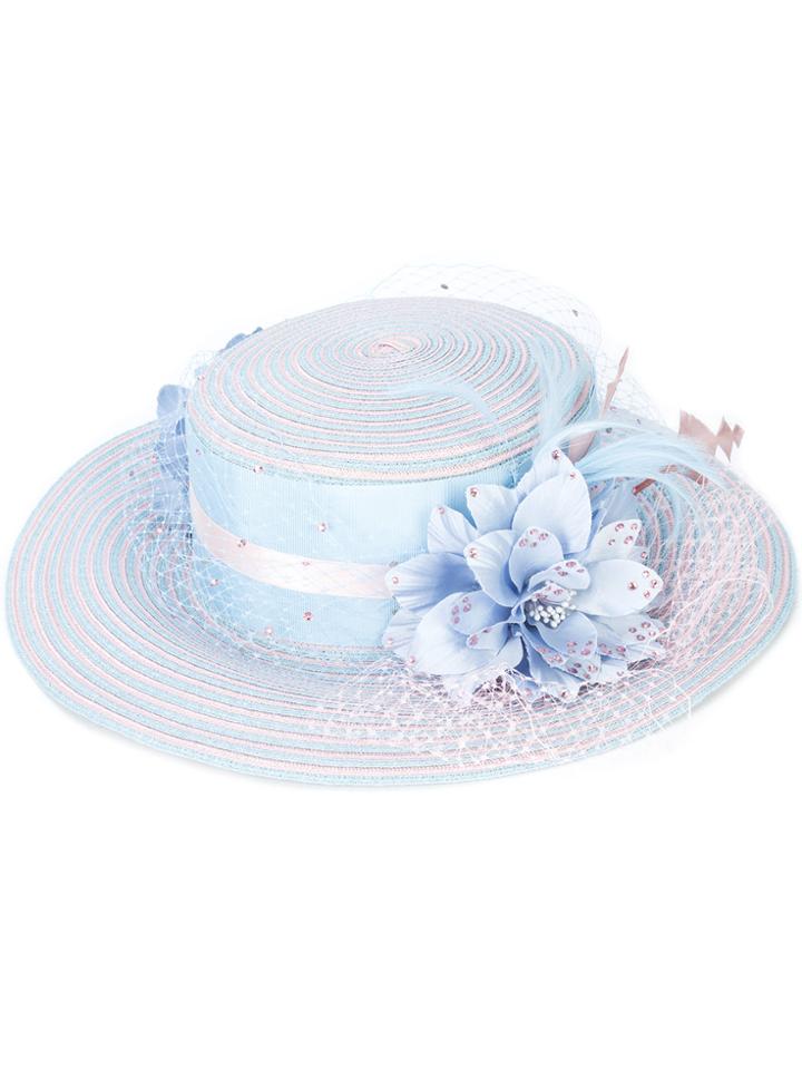 Gigi Burris Millinery Floral Embellished Hat - Blue