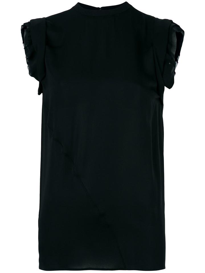 Dsquared2 Ruffled Cap Sleeve Top, Women's, Size: 38, Black, Silk