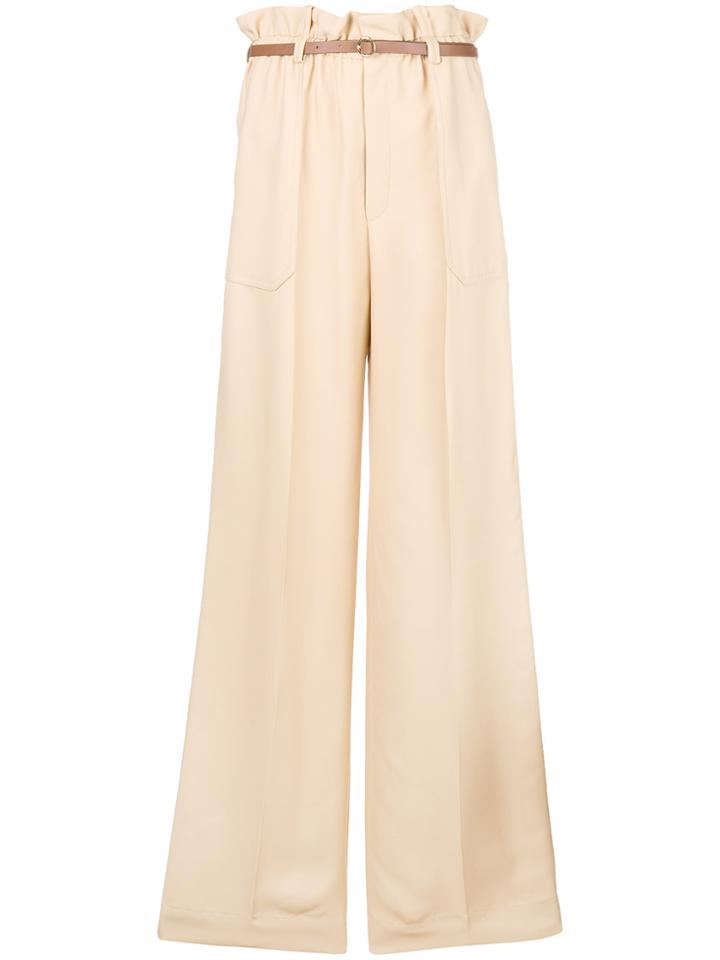 Chloé Paper Bag Waisted Wide Leg Trousers - Nude & Neutrals