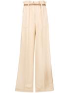Chloé Paper Bag Waisted Wide Leg Trousers - Nude & Neutrals