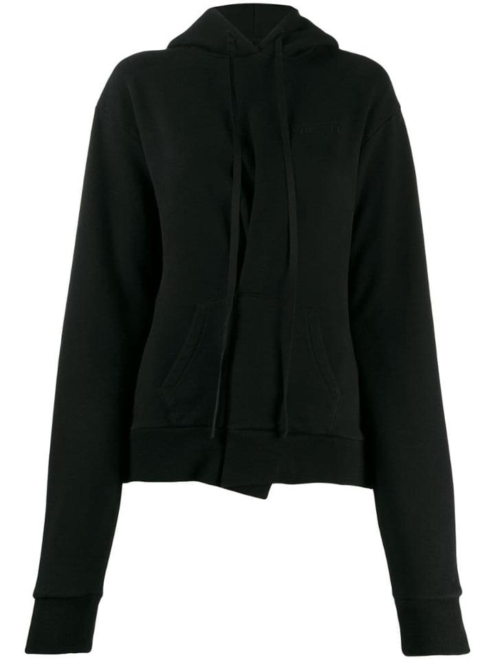 Unravel Project Asymmetric Pleat Hoodie - Black