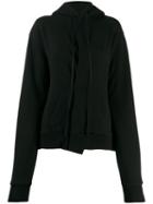 Unravel Project Asymmetric Pleat Hoodie - Black